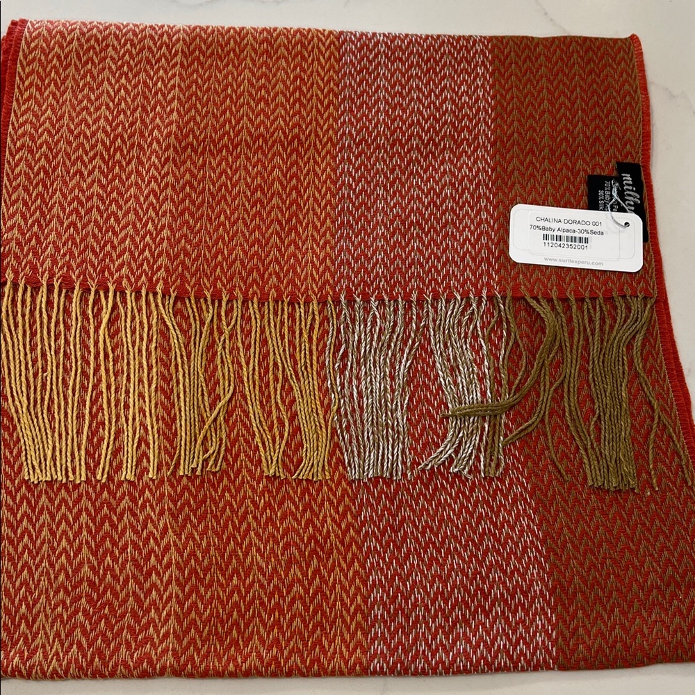 70% alpaca 30% silk Colorful Striped Scarf with Fringe
